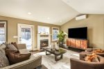 Entertainment area features SONOS Sound system & gas fireplace